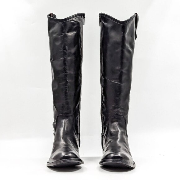 Frye Wmn Melissa Button Zipper Black Leather Equestrian Riding Tall Boots sz 8.5 - Picture 2 of 11